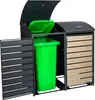 A dark grey outdoor bin enclosure with a green bin inside, and a wood-effect door on the right. Produktbild-Vorschau