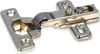 A close-up studio shot of a metal cabinet hinge against a white background. Produktbild-Vorschau