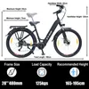 An image of an electric bicycle with various dimensions and specifications labeled. Produktbild-Vorschau