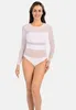 Body Teyli a maniche lunghe in rete per donna Stripy Female Anteprima dell’immagine prodotto 3
