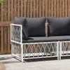 Divano da giardino angolare con cuscini in tessuto bianco Anteprima dell’immagine prodotto 2