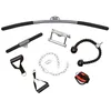A collection of various gym attachments for cable machines, laid out on a white background. Produktbild-Vorschau