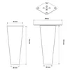 Diagram showing dimensions and mounting plate for furniture legs. Náhled obrázku produktu