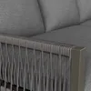Close-up view of the armrest and woven detailing of a gray outdoor lounge chair. Produktbild-Vorschau