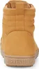 A rear view of a camel-colored Birkenstock high-top sneaker. Produktbild-Vorschau