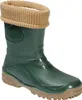 A single green rain boot with a tan knitted cuff is shown against a white background. Produktbild-Vorschau