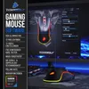 A gaming mouse and keyboard are shown in front of a computer monitor displaying software settings for the mouse. Produktbild-Vorschau