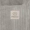 A close-up of a light gray corduroy fabric with a small beige label attached. Anteprima dell’immagine prodotto