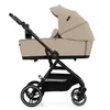 A side view of a beige and black Kinderkraft Yoxi 3in1 stroller against a white background. Voir les images du produit