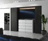 A modern living room with a TV, a white dresser, and a wine cabinet. Produktbild-Vorschau