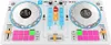 A white DJ controller with two turntables, buttons, and sliders. Produktbild-Vorschau