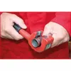 A person's hands are using a red pipe cutter to cut a metal pipe. Anteprima dell’immagine prodotto