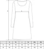 A size chart for a women's long-sleeved nightgown, showing measurements A and B for different sizes. Produktbild-Vorschau
