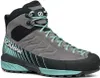 Mescalito Mid GTX Wmn Approach Schuhe von Scarpa in Grau mit türkisfarbenen Akzenten und robuster Sohle. Podgląd zdjęcia produktu