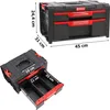 A product image showing a modular tool storage system with dimensions indicated. Voir les images du produit