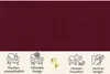 A dark red fabric texture is shown above a row of icons with text describing product features. Produktbild-Vorschau
