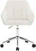 A white office chair with a chrome base and wheels, shown from the front on a white background. Produktbild-Vorschau