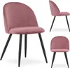 A collage of three images of a pink velvet chair with black legs. Náhled obrázku produktu