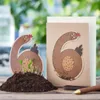 Grußkarte 'Sechs' mit Huhn - Saatstecker-Karte mit Produktbild-Vorschau 1