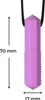 A purple teething pendant with measurement indicators. Produktbild-Vorschau