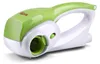 A product shot of a green and white electric grater/spiralizer. Voir les images du produit