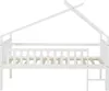 A white wooden house bed frame with a ladder on the side, shown from the side view. Produktbild-Vorschau