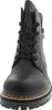 A front view of a black lace-up boot. Voir les images du produit