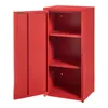 A red metal cabinet with its door open, showing three shelves inside. The cabinet is shown against a plain white background. Voir les images du produit