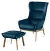 home24 Ohrensessel - inkl. Hocker - Samt - Marineblau Produktbild-Vorschau 1