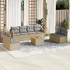 9-tlg. Garten-Sofagarnitur mit Kissen Beige Poly Rattan Produktbild-Vorschau 1