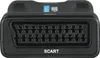 A close-up, front-facing view of a black SCART to HDMI converter. Voir les images du produit
