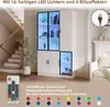 A modern display cabinet with LED lighting in a home setting, next to a staircase and a sofa. Anteprima dell’immagine prodotto