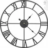 A black metal wall clock with Roman numerals and a white hook for hanging. Anteprima dell’immagine prodotto