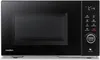 A black Medion microwave oven is shown from the front on a white background. Produktbild-Vorschau
