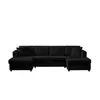 A black sectional sofa with a corduroy texture, shown from the front on a white background.