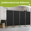 A bathroom setting with a bathtub and a wooden stool with towels, featuring four black fabric room dividers. Anteprima dell’immagine prodotto