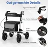 COSTWAY Rollator faltbar, 2in1 Rollstuhl & Reiserollator Produktbild-Vorschau 4