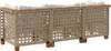 A three-seater sofa with white cushions and a woven rattan-like frame, shown from the back and side. Produktbild-Vorschau