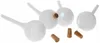 Four white watering bulbs with cork stoppers are arranged on a white background. Three cork stoppers are also shown separately in the foreground. Anteprima dell’immagine prodotto