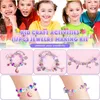 A collage of images showing children smiling and a jewelry making kit with bracelets. Produktbild-Vorschau