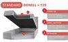 A cutaway diagram of a bed showing its internal structure and components, with labels and descriptions. Produktbild-Vorschau