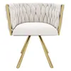 A single beige velvet accent chair with gold metal legs, presented on a white background. Produktbild-Vorschau