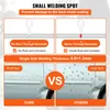 Diagrams and comparison images illustrating the features and benefits of a welding spotter tool. Podgląd zdjęcia produktu