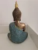Buddha Figur 29cm türkis gold meditierend Produktbild-Vorschau 2