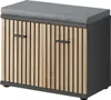 A shoe bench with storage and a seat cushion. Produktbild-Vorschau