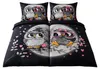 Bettwäsche Mikrofaser 135x200cm 4-tlg Set Schwarz Eulen Produktbild-Vorschau 1