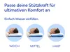 Three circular images of a woman's head on a pillow, illustrating different firmness levels. Podgląd zdjęcia produktu