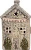 Clayre & Eef Dekoratives Haus mit LED LED 6x6x11 cm Grau Produktbild-Vorschau 1