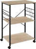 A three-tier rolling cart with a wood-grain finish and black metal frame. Náhled obrázku produktu
