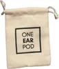 A cream-colored drawstring pouch with black text inside a black square. Produktbild-Vorschau